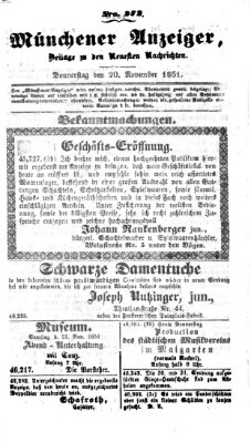 Neueste Nachrichten aus dem Gebiete der Politik (Münchner neueste Nachrichten) Donnerstag 20. November 1851