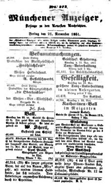 Neueste Nachrichten aus dem Gebiete der Politik (Münchner neueste Nachrichten) Freitag 21. November 1851