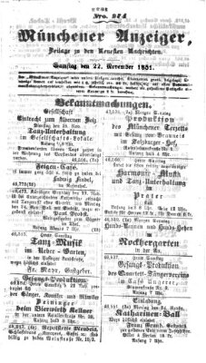 Neueste Nachrichten aus dem Gebiete der Politik (Münchner neueste Nachrichten) Samstag 22. November 1851