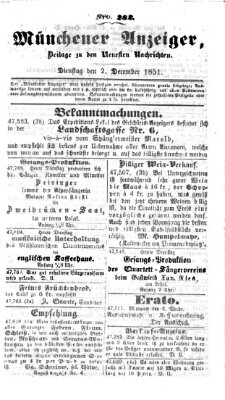 Neueste Nachrichten aus dem Gebiete der Politik (Münchner neueste Nachrichten) Dienstag 2. Dezember 1851