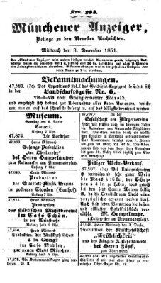 Neueste Nachrichten aus dem Gebiete der Politik (Münchner neueste Nachrichten) Mittwoch 3. Dezember 1851