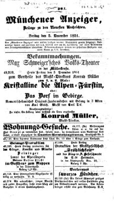 Neueste Nachrichten aus dem Gebiete der Politik (Münchner neueste Nachrichten) Freitag 5. Dezember 1851