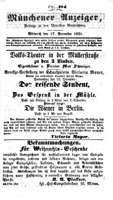 Neueste Nachrichten aus dem Gebiete der Politik (Münchner neueste Nachrichten) Mittwoch 17. Dezember 1851