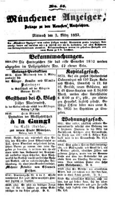 Neueste Nachrichten aus dem Gebiete der Politik (Münchner neueste Nachrichten) Mittwoch 3. März 1852