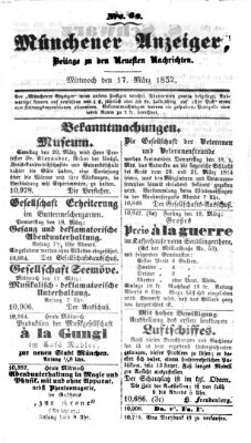 Neueste Nachrichten aus dem Gebiete der Politik (Münchner neueste Nachrichten) Mittwoch 17. März 1852