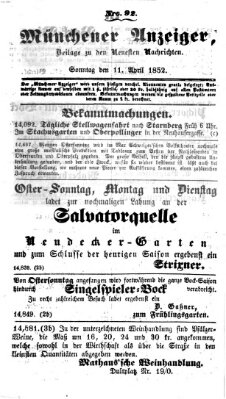 Neueste Nachrichten aus dem Gebiete der Politik (Münchner neueste Nachrichten) Sonntag 11. April 1852