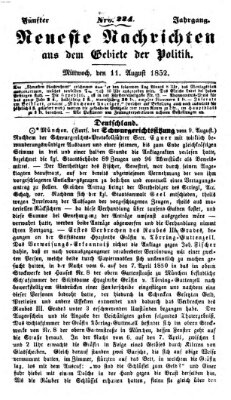 Neueste Nachrichten aus dem Gebiete der Politik (Münchner neueste Nachrichten) Mittwoch 11. August 1852