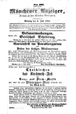 Neueste Nachrichten aus dem Gebiete der Politik (Münchner neueste Nachrichten) Sonntag 4. Juli 1852