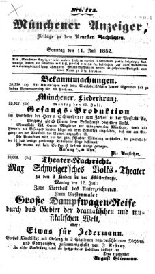 Neueste Nachrichten aus dem Gebiete der Politik (Münchner neueste Nachrichten) Sonntag 11. Juli 1852