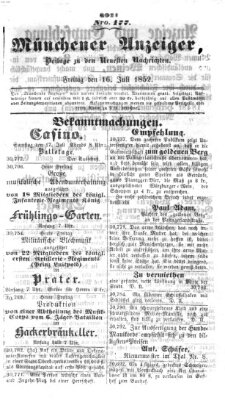 Neueste Nachrichten aus dem Gebiete der Politik (Münchner neueste Nachrichten) Freitag 16. Juli 1852