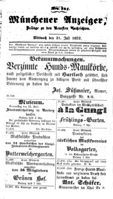 Neueste Nachrichten aus dem Gebiete der Politik (Münchner neueste Nachrichten) Mittwoch 21. Juli 1852