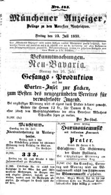 Neueste Nachrichten aus dem Gebiete der Politik (Münchner neueste Nachrichten) Freitag 23. Juli 1852