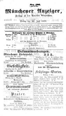 Neueste Nachrichten aus dem Gebiete der Politik (Münchner neueste Nachrichten) Freitag 30. Juli 1852