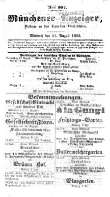 Neueste Nachrichten aus dem Gebiete der Politik (Münchner neueste Nachrichten) Mittwoch 11. August 1852