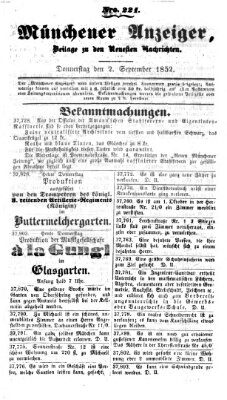 Neueste Nachrichten aus dem Gebiete der Politik (Münchner neueste Nachrichten) Donnerstag 2. September 1852