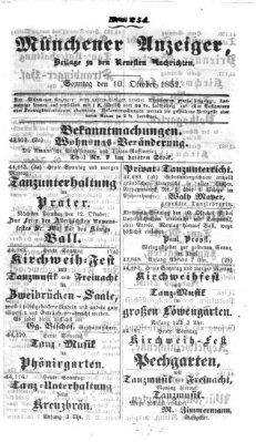 Neueste Nachrichten aus dem Gebiete der Politik (Münchner neueste Nachrichten) Sonntag 10. Oktober 1852