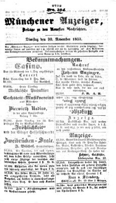 Neueste Nachrichten aus dem Gebiete der Politik (Münchner neueste Nachrichten) Dienstag 30. November 1852