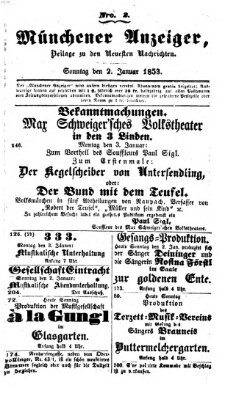 Neueste Nachrichten aus dem Gebiete der Politik (Münchner neueste Nachrichten) Sonntag 2. Januar 1853