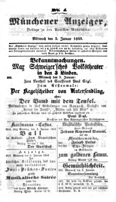 Neueste Nachrichten aus dem Gebiete der Politik (Münchner neueste Nachrichten) Mittwoch 5. Januar 1853