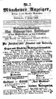 Neueste Nachrichten aus dem Gebiete der Politik (Münchner neueste Nachrichten) Sonntag 9. Januar 1853