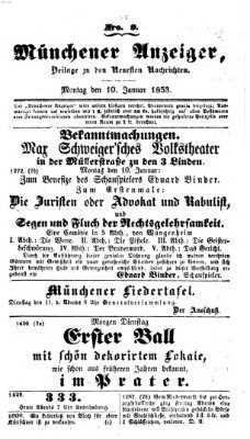 Neueste Nachrichten aus dem Gebiete der Politik (Münchner neueste Nachrichten) Montag 10. Januar 1853