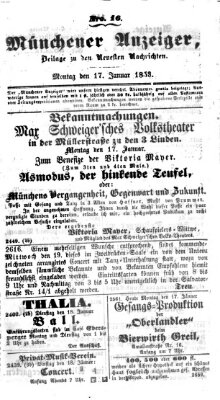 Neueste Nachrichten aus dem Gebiete der Politik (Münchner neueste Nachrichten) Montag 17. Januar 1853