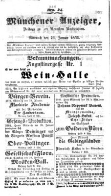 Neueste Nachrichten aus dem Gebiete der Politik (Münchner neueste Nachrichten) Mittwoch 26. Januar 1853