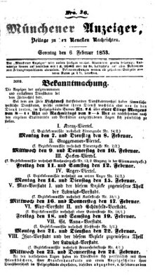 Neueste Nachrichten aus dem Gebiete der Politik (Münchner neueste Nachrichten) Sonntag 6. Februar 1853