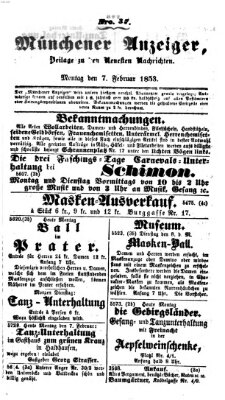 Neueste Nachrichten aus dem Gebiete der Politik (Münchner neueste Nachrichten) Montag 7. Februar 1853