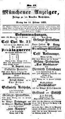 Neueste Nachrichten aus dem Gebiete der Politik (Münchner neueste Nachrichten) Montag 14. Februar 1853