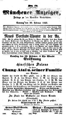 Neueste Nachrichten aus dem Gebiete der Politik (Münchner neueste Nachrichten) Sonntag 20. Februar 1853