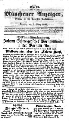 Neueste Nachrichten aus dem Gebiete der Politik (Münchner neueste Nachrichten) Sonntag 6. März 1853