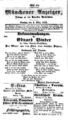 Neueste Nachrichten aus dem Gebiete der Politik (Münchner neueste Nachrichten) Dienstag 8. März 1853