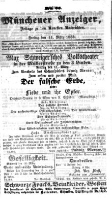 Neueste Nachrichten aus dem Gebiete der Politik (Münchner neueste Nachrichten) Freitag 11. März 1853