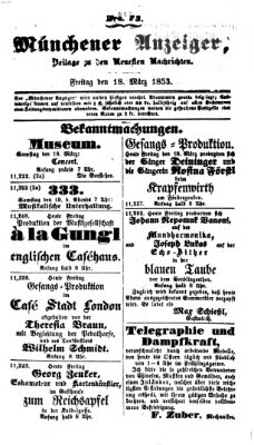 Neueste Nachrichten aus dem Gebiete der Politik (Münchner neueste Nachrichten) Freitag 18. März 1853