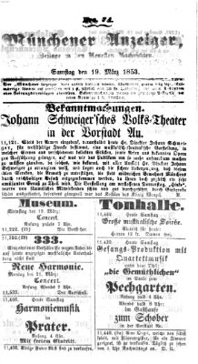 Neueste Nachrichten aus dem Gebiete der Politik (Münchner neueste Nachrichten) Samstag 19. März 1853