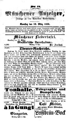 Neueste Nachrichten aus dem Gebiete der Politik (Münchner neueste Nachrichten) Samstag 26. März 1853