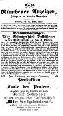 Neueste Nachrichten aus dem Gebiete der Politik (Münchner neueste Nachrichten) Sonntag 27. März 1853