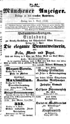 Neueste Nachrichten aus dem Gebiete der Politik (Münchner neueste Nachrichten) Freitag 1. April 1853