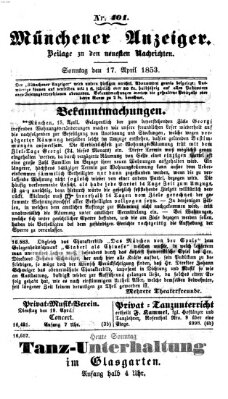 Neueste Nachrichten aus dem Gebiete der Politik (Münchner neueste Nachrichten) Sonntag 17. April 1853