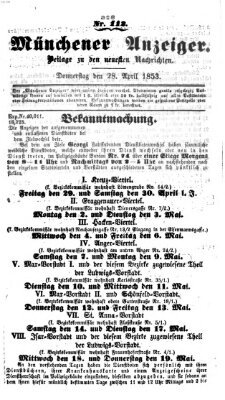 Neueste Nachrichten aus dem Gebiete der Politik (Münchner neueste Nachrichten) Donnerstag 28. April 1853