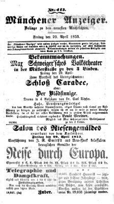 Neueste Nachrichten aus dem Gebiete der Politik (Münchner neueste Nachrichten) Freitag 29. April 1853