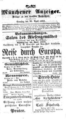 Neueste Nachrichten aus dem Gebiete der Politik (Münchner neueste Nachrichten) Samstag 30. April 1853