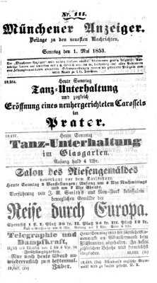 Neueste Nachrichten aus dem Gebiete der Politik (Münchner neueste Nachrichten) Sonntag 1. Mai 1853