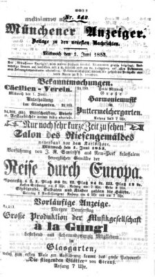 Neueste Nachrichten aus dem Gebiete der Politik (Münchner neueste Nachrichten) Mittwoch 1. Juni 1853