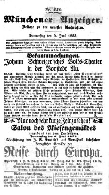 Neueste Nachrichten aus dem Gebiete der Politik (Münchner neueste Nachrichten) Donnerstag 9. Juni 1853