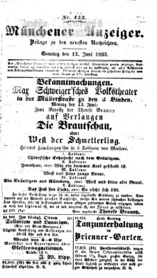 Neueste Nachrichten aus dem Gebiete der Politik (Münchner neueste Nachrichten) Sonntag 12. Juni 1853