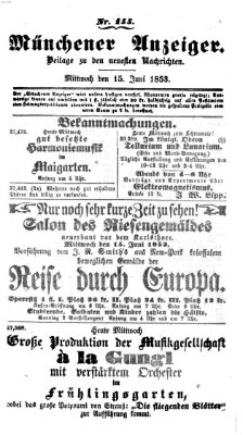 Neueste Nachrichten aus dem Gebiete der Politik (Münchner neueste Nachrichten) Mittwoch 15. Juni 1853