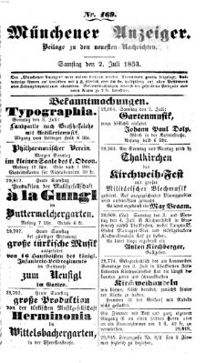 Neueste Nachrichten aus dem Gebiete der Politik (Münchner neueste Nachrichten) Samstag 2. Juli 1853