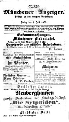 Neueste Nachrichten aus dem Gebiete der Politik (Münchner neueste Nachrichten) Freitag 8. Juli 1853